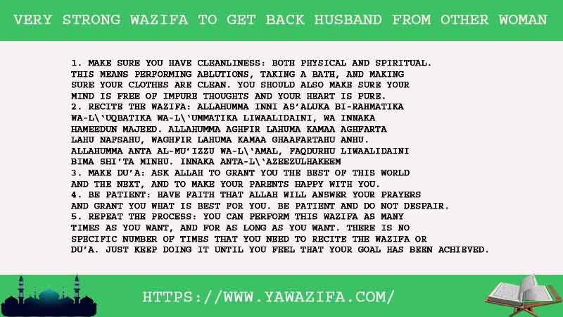 5 Most Very Strong Wazifa To Get Back Husband From Other Woman