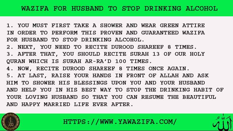 5 Easy Wazifa For Husband To Stop Drinking Alcohol