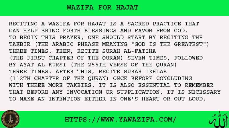 No.1 Speedy Wazifa For Hajat