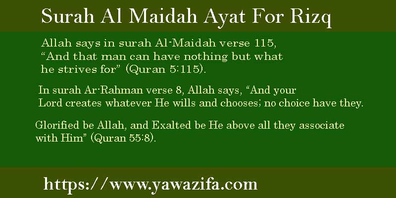 Surah Al Maidah Ayat For Rizq