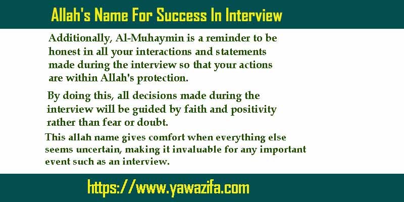 Allah's Name For Success In Interview